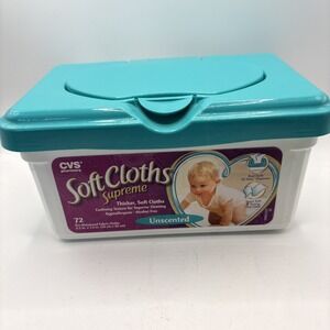 CVS Soft Cloths Supreme Baby Wipes EMPTY Plastic Container‎ Pop Up Lid